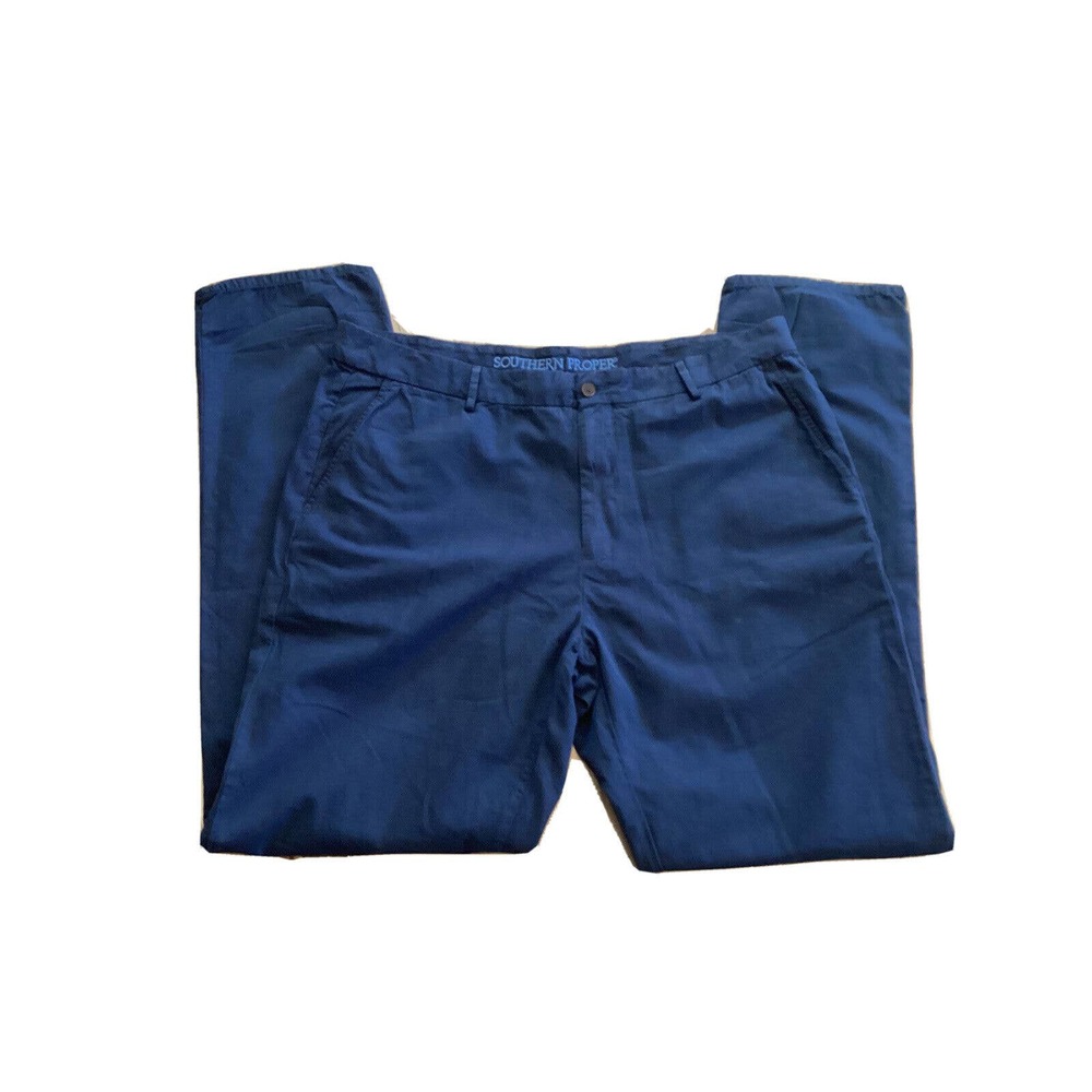 Southern Proper Men’s Navy Flat Front Pants Size 40x35 100% Cotton